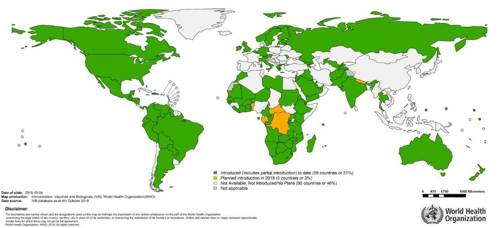 Vaccinationsprogram WHO rekommenderar rotavirusvaccination - sedan 2006