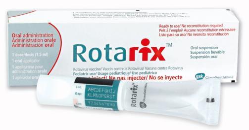 Vaccinet - Rotarix Oralt vaccin 2 doser (1,5 ml/dos) Barnvaccinationsprogrammet -från 2019-09-01- ålder vid vaccination: 1 virusstam (monovalent) humant rotavirus stam RIX4414, levande försvagat