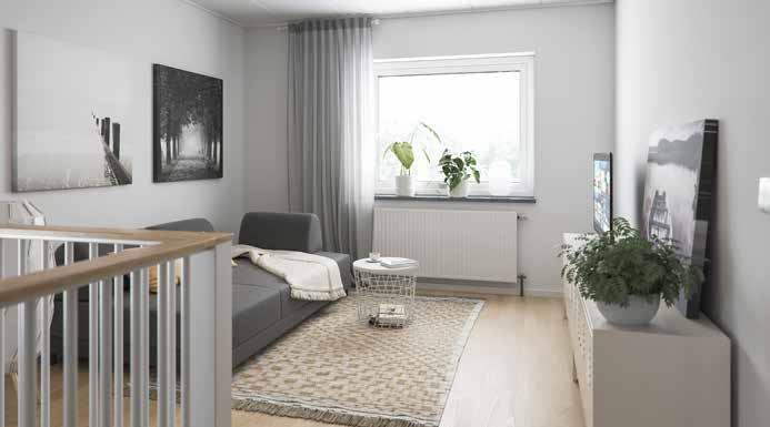 3,3 kvm avelhusen har ett fönster i trappan.