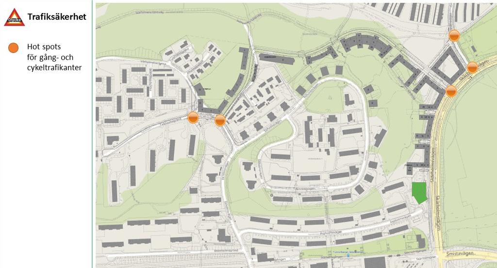 3.9 Trafiksäkerhet Att hastigheten sänks på Skärholmsvägen och att en omfördelning av utrymmet sker i gaturummet på såväl Skärholmsvägen som på Ekholmsvägen och Vårholmsbackarna mellan gång-, cykel -