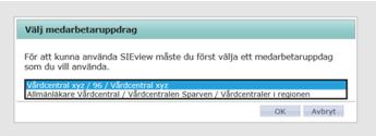 På denna sidan kommer namn och HSAId och medarbetareuppdrag på användaren läsas ut från STS och användaren kommer presenteras av ett val för att välja vilket medarbetaruppdrag och