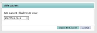 När medarbetareuppdrag är valt och man har matchats i SIE så kommer man till en sökfunktion där använden söker patient mot regionens meliordatabas(er) genom personnummer.