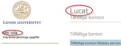 För att nå tillbaka till startsidan kan användaren klicka på länken Lucat i toppen