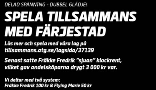vita ärmar; vit Kajsa Frick H /- /0 0,g C C, 0' Leif Witasp (Kajsa Frick) Kajsa Frick Ro /- /0,a C C, 0' BEAR HOPE 0:, AM, M Total: -- 00.0,br.h.e S.J.'s Caviar - : --0,a.0 : 0 --,a.