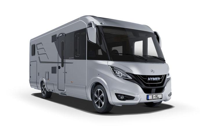 Intryck Hymermobil B-Klass MasterLine Utvändig design & stuvningsutrymmen Vardagsrum Sovrum Kök Badrum Utvändig design & stuvningsutrymmen De elegant svepande linjerna hos Ultra-Panoramavindrutan