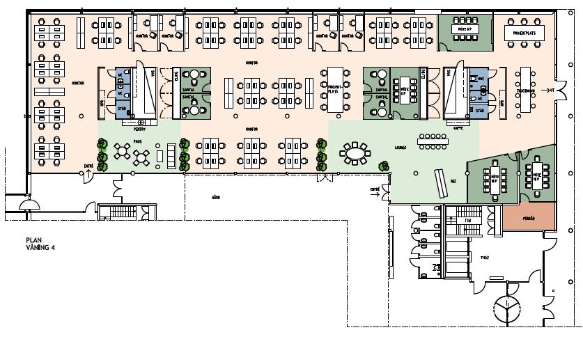 Hus 3, Plan 4 Högt i tak i välplacerad del i fastigheten.