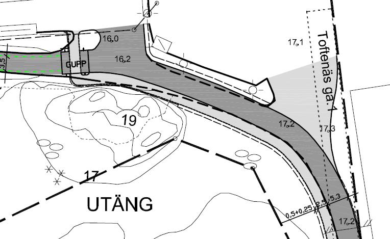 Om utrymme tillåter, på grund av trafiksäkerhetsskäl, bör in- och utfarten angöra Industrivägen i rät