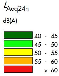 Maximal ljudnivå (prognos år 2040) 1,5 m