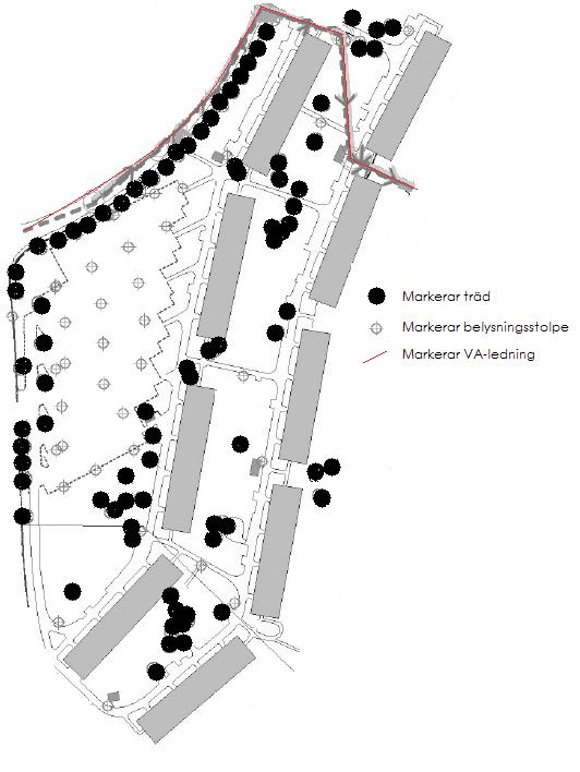 Kvarteret Topasen 1 & 2 Träd representerade på platsen Sorterade efter antal i fallande ordning Vetenskapligt namn Svenskt namn Antal Poppulus spp Poppel 27st Betula pendula Vårtbjörk 16st Crataegus