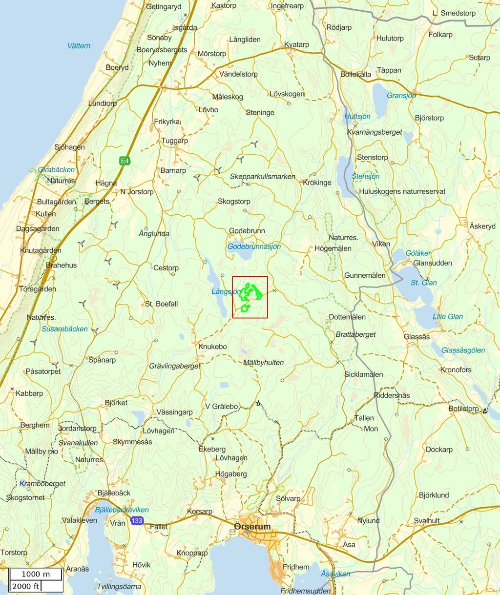 Traktdirektiv 2018-08-28 22:33 Lönnemålen 1:2 Hushållningssällskapet Skog Översiktskarta Skala: ~1:50000