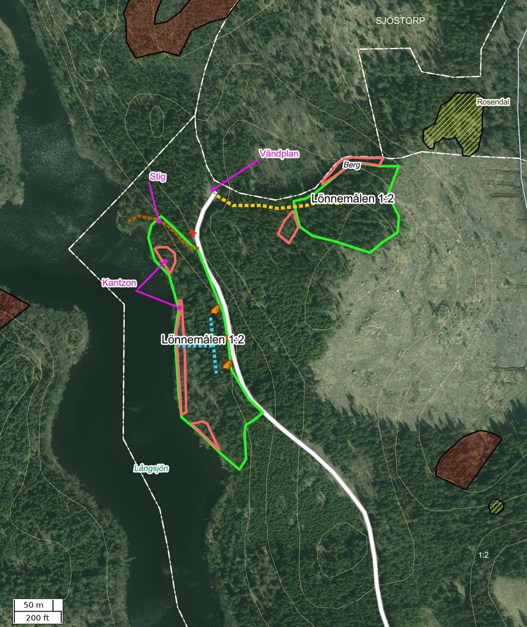 Traktdirektiv 2018-08-28 22:34 Lönnemålen 1:2 Hushållningssällskapet Skog Detaljkarta Skala: ~1:3500