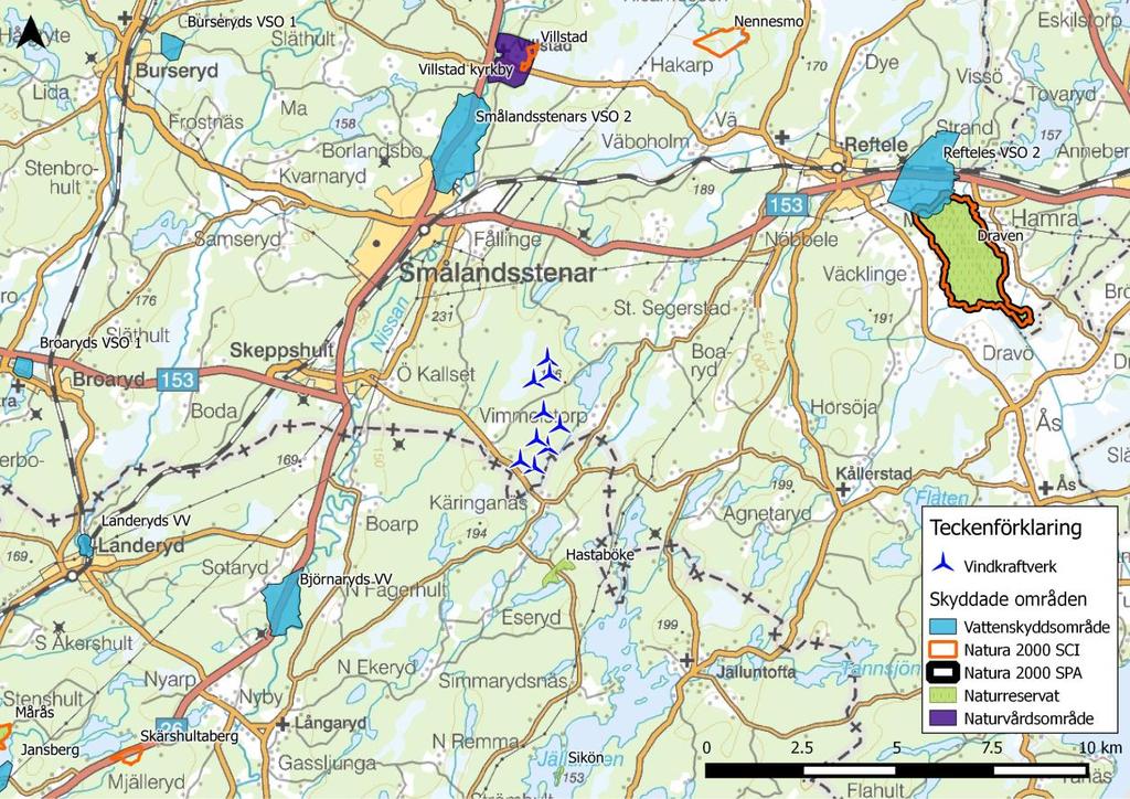 7.4 Övriga områdesskydd Vattenskyddsområden är områden som pekas ut av kommun eller länsstyrelse till skydd för vattenförekomster som har betydelse för existerande eller framtida vattentäkt.