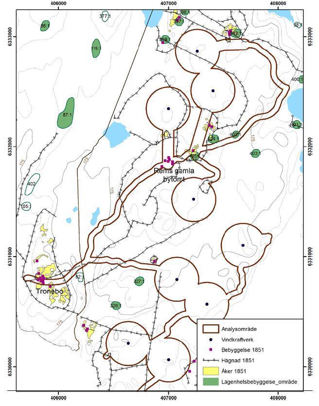 Ny 8 Ny 7 Ny 6 Ny 5 Ny 4 Ny 1 Ny 3 Figur 7: Fornlämningar redovisade i arkeologisk utredning.