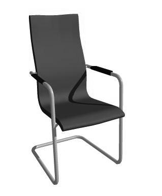 Underrede i krom, vit- (RAL9016), svart- (RAL9005) eller silverlackerad metall. Armstöd i svart plast. Stackable armchair.  Armrests in black plastic.