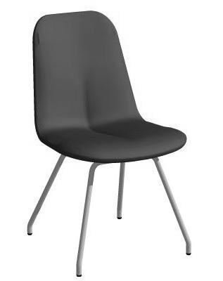POMPIDOO S-085 Stapelbar stol på medar. Stativ i rostfritt stål, sits och rygg i PUR. Närmaste NCS färger: röd (S2570-Y90R), grå (S6000-N), ljussvart (S7500-N). Stackable chair on metal runners.