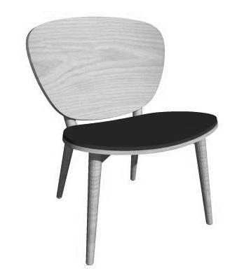 MAMA F-225 Fåtölj i ask eller ek. Easy-chair in ash or oak.