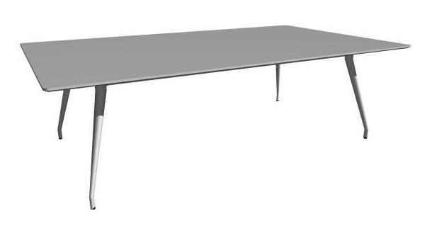 COLT HB-967 Bord med skiva i vitlaminat (enligt RAL 9016), björk- eller ekfanér. Ben i vitlack eller polerad aluminium. Table with top in white laminate (as per RAL 9016), birch or oak veneer.