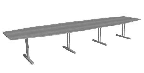 DISC HB-5813 Bord i björk-, ekfanér eller vit laminat F2274, 2 halvor och 1 mellanskiva. Underrede i krom, vit- (RAL9016), svart- (RAL9005) eller silverlackerad metall. Justerbara golvskydd.