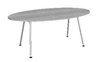 Table in birch-, oak veneer or white laminate F2274, 2 halves and 1 intermediate top. Frame in chromium or silver lacquered metal.