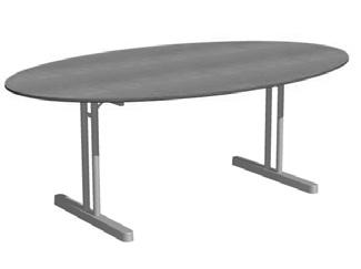 DISC T HB-7851 Bord i björk-, ekfanér eller vit laminat F2274. Underrede i krom eller silver lackerad metall. Table in birch-, oak veneer or white laminate F2274.