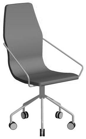 AEON KS-180 Karmstol. Vridbart underrede på hjul i krom. Armchair. Swivelling pillar frame on wheels in chromium.