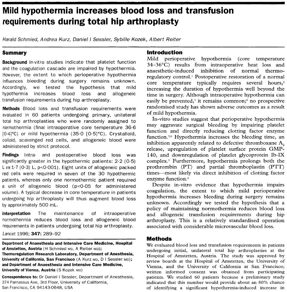 Hypotermi Mild hypotermi <1