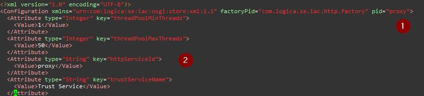 18. Gå till katalogen /share/sakerhetstjanst2.17/local/config/com.logica.se.iac.http.factory/ Kopiera app.xml till en fil som heter proxy.xml sudo cp app.xml proxy.