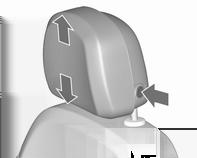 Inställning Nackstöd på framsätena Höjdinställning Tryck in knappen, ställ in höjden och se till att nackskyddet spärras i rätt läge.