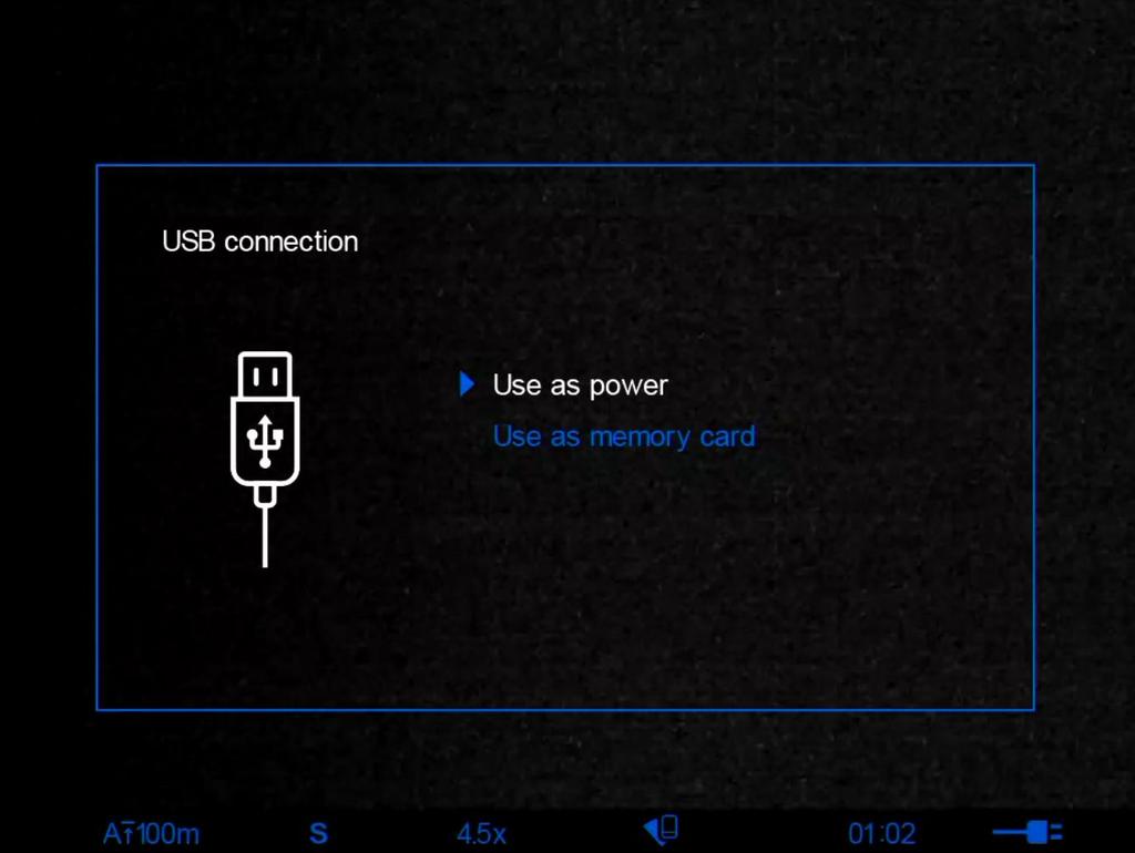 För att plocka ur filer ur enheten gör följande: Starta enheten om Anslut Micro-USB från datorn till enhetens Micro-USB port Bilden som visas på ovan kommer nu visas på displayen.