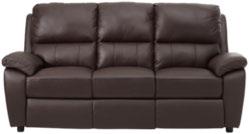 999:- (09170007/14-17) 2: Soffgrupp, sits och rygg med mörkbrun läderklädsel, stomme i läderimitation, består av: 3-sits soffa, bredd ca 198cm, 2-sits