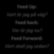 information Feed Up: Vart är jag på väg? Feed back: Var är jag nu? Feed Forward: Vart skall jag sedan?