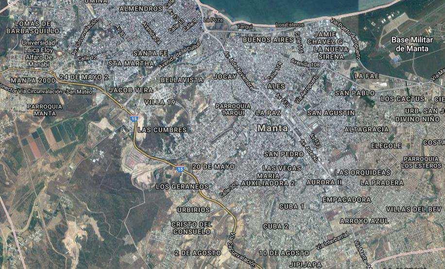 La imagen anterior muestra la ubicación del cantón Manta a nivel de la provincia de Manabí, se puede constatar que Manta es un cantón al cual se puede ingresar vía terrestre, aérea y marítima. 3.1.2.