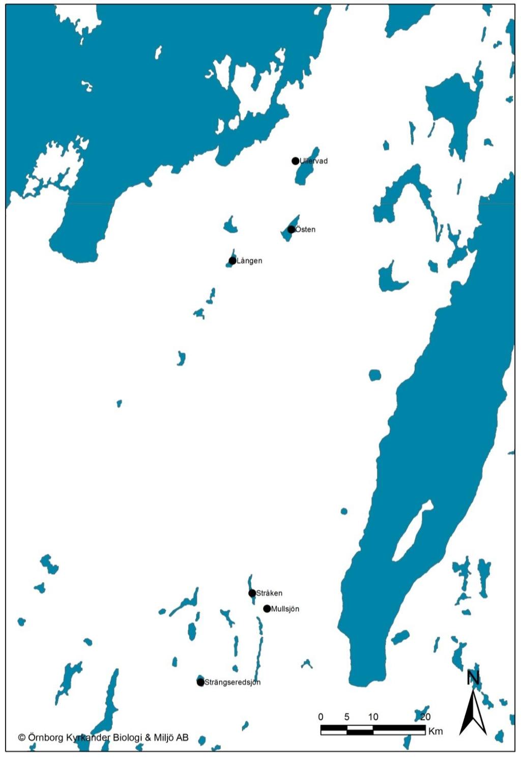 Resultat De sex inventerade sjöarna och vattendraget är placerade i olika delar av Tidans avrinningsområde.