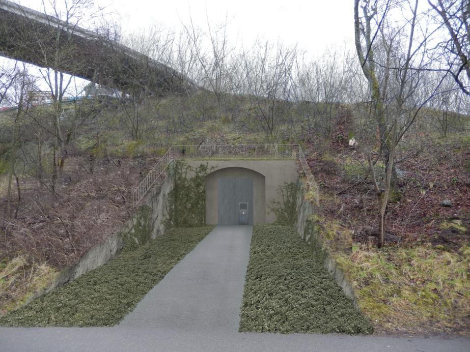 tunnlarna. Ovanpå bergkonstruktionen anläggs en växtbädd.