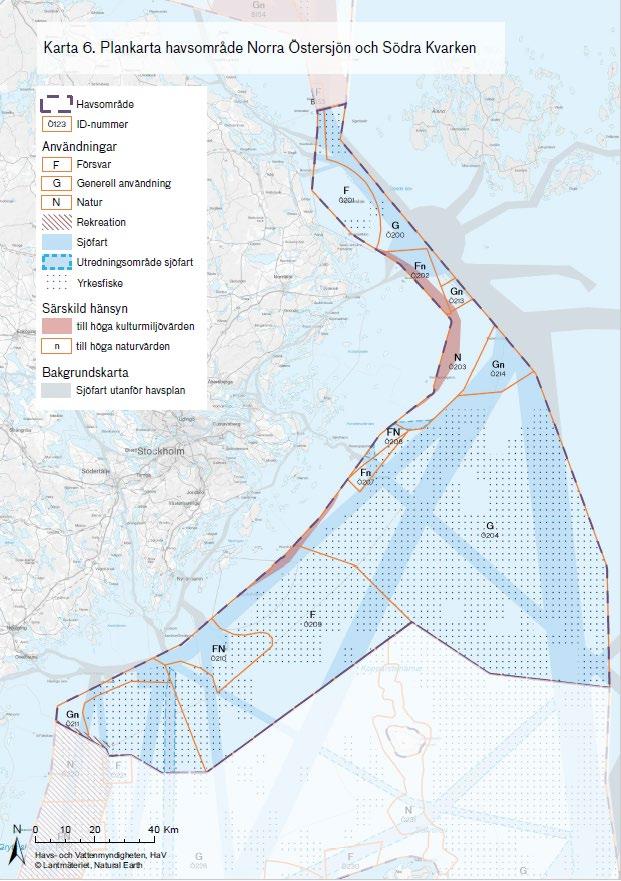 3 (6) Figur 2. Plankarta för del av Havsplan Östersjön. Källa Havs- och vattenmyndigheten Havsplaneringen gäller från och med en nautisk mil utanför baslinjen till och med den ekonomiska zonen.