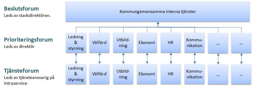 Forum Bild: Tjänsteområden och forum för beredning, prioritering och förslag till beslut Tjänsteforum Varje tjänsteområde har en Tjänsteansvarig på Intraservice som är ansvarig för att allsidigt