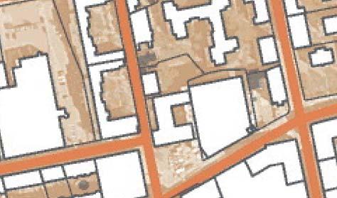 Figur 3. Undersökningsområdet med schaktet markerat. Skala 1:3000. Resultat Området visade sig vara stört av flera sentida markingrepp.