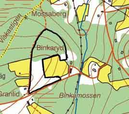 41 ÖPPEN BETESMARK VID BINKARYD Natúrtyp: Öppen hagmark Klassificering: Klass 2 Ekonomiskt kartblad: 6C 4b Storlek:3ha LANDSKAP Området ligger tre kilometer sydost om Berghem mitt emellan Viskans