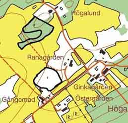 56 HAGMARKER VID RANAGÅRDEN Natúrtyp: Öppen hagmark 56:1 Blandlövhage 56:2 Klassificering: Klass 3 Ekonomiskt kartblad: 6C 5a Storlek: 1ha 1,5ha LANDSKAP I sluttningarna nedanför Rådahedsdrumlinen,