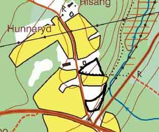70 BJÖRKHAGE VID HUNNARYD Natúrtyp: Annan träd- och buskbärande hagmark Klassificering: Klass 3 Ekonomiskt kartblad: 6C 5e Storlek: 1ha LANDSKAP Området ligger invid gränsen mellan Mark och