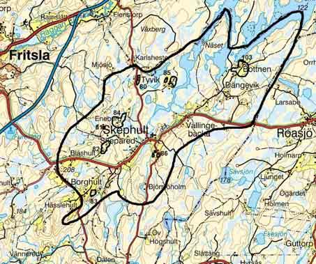 STOROMRÅDE 4 SKOGSBYGDERNA MELLAN MARKS OCH BORÅS KOMMUNER På gränsen mellan Borås och Marks kommuner i trakterna runt Skephult finns stora skogsområden med inslag av mindre sjöar och mossar.