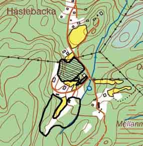 104 FD HACKSLÅTT OCH BJÖRKHAGE VID HÄSTEBACKA Natúrtyp: Annan träd- och buskbärande hagmark Klassificering: Klass 3 Ekonomiskt kartblad: 6B 8h Storlek:1,5ha LANDSKAP Hästebacka ligger cirka en mil
