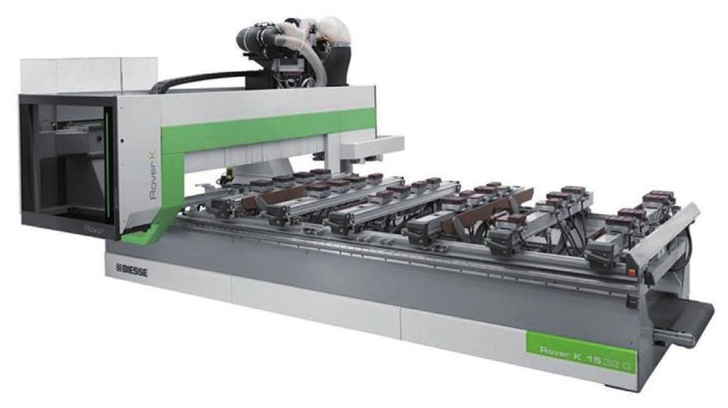 CNC-MASKINER Kraftfull och kompakt allroundmaskin BIESSE ROVER K 1532 SMART/Balkbord/3-axlig BIESSE ROVER K SMART är konfigurerad med balkbord med oändligt med tillverkningsmöjligheter som