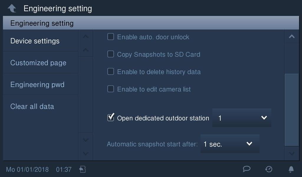idrifttagning Auto-snapshots Det går att ta ett automatiskt snapshot efter 1 s eller 3 s.