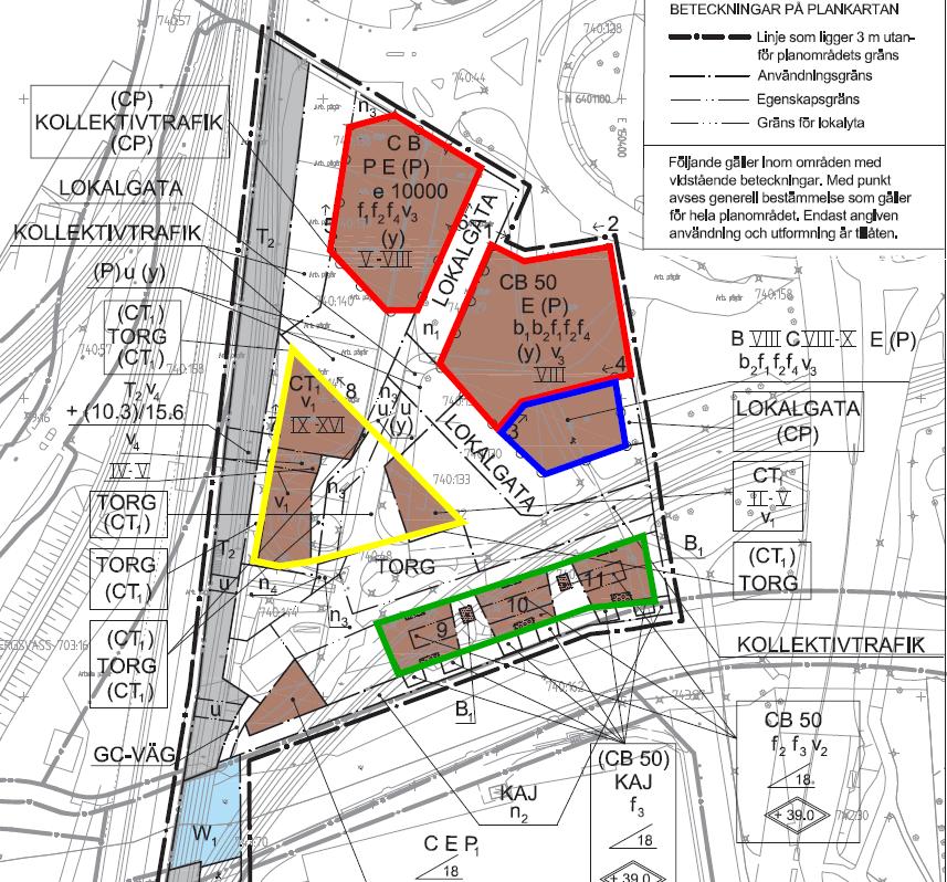 Detaljkarta A B 1 B 2 D C Fastigheten Göteborg Gamlestaden 80:4, B2, markerad med blå begränsningslinje.