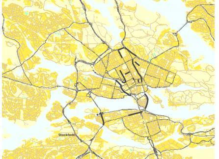 Sid 29 (37) Figur 6. Flaskhalsar (medelhastighet under 10km/h) i Stockholms stad framtagen med NÄTRA men visualiserat i Emma-modellen. Källa: SIKA rapport, 2000:9.