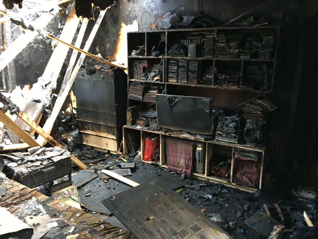 Brandskadorna är mer omfattande och djupa i de delar som vetter mot