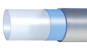 Uni Pipe PLUS för framtidens tappvatteninstallationer Hygieniskt innerrör av polyeten Häftskikt Sömlöst aluminiumrör Häftskikt Tåligt ytterskikt av polyeten Kärnan i Uni Pipe PLUS utgörs av ett