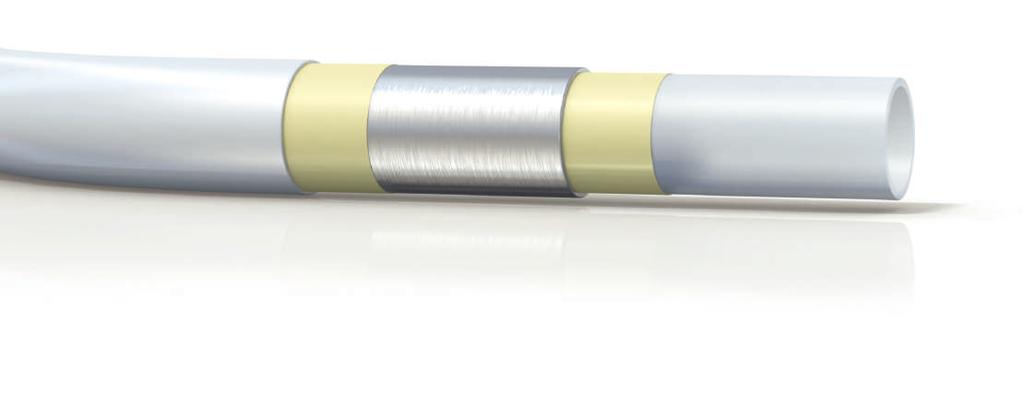 Uponor MLC-rör ger ett system med många fördelar Hygieniskt innerrör av polyeten Häftskikt Svetsat aluminiumrör Häftskikt Tåligt ytterskikt av polyeten Uponor MLC är utformat för en snabb och säker