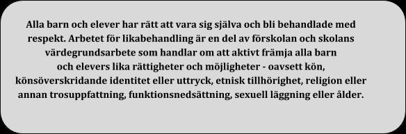 Plan mot diskriminering och kränkande behandling Barn- och utbildningsförvaltningen Helgedals förskola Främja, förebygg, upptäck och åtgärda Planen visar förskolans eller skolans arbete för att